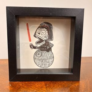 Darth Vader Sugar Skull Picture Shadow Box Frame 8x8 Cartoon The Death Star